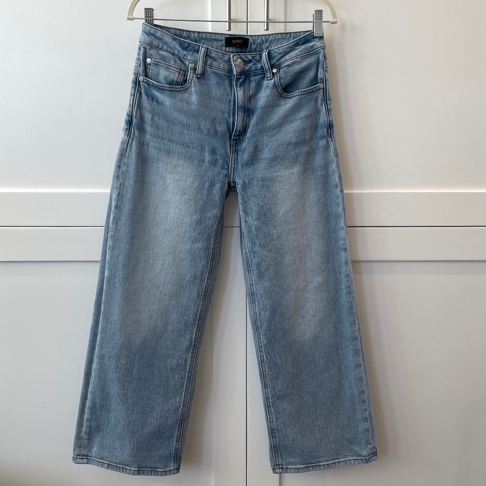 Quince Bella Relaxed Straight Jeans Cool Blue Size 28 with 26” Inseam EUC